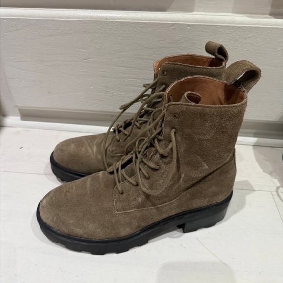 Madewell The Shelton Suede Lace Up Boots in Burnt Olive Size 6